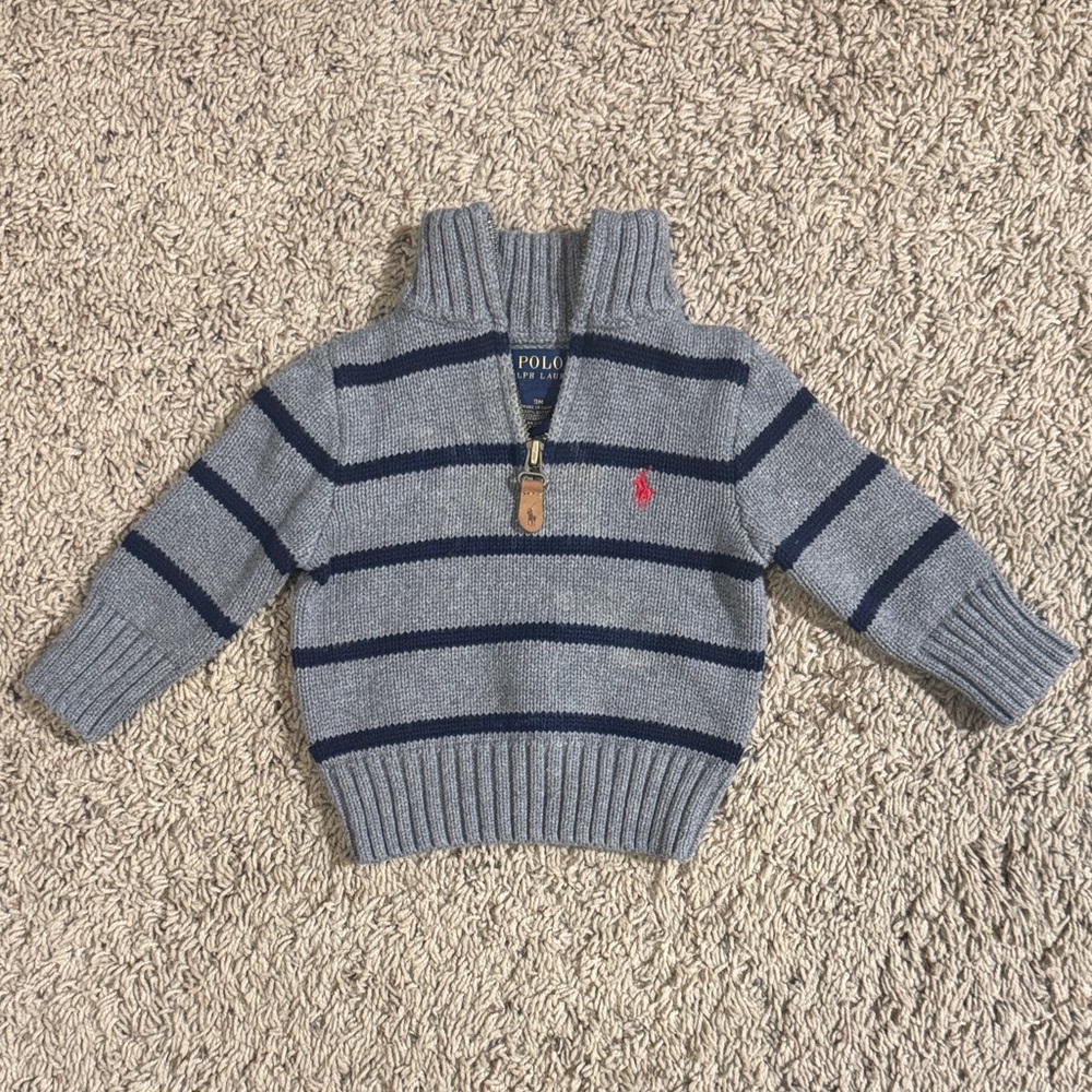 Polo by Ralph Lauren Kids Blue and Gray Sweater